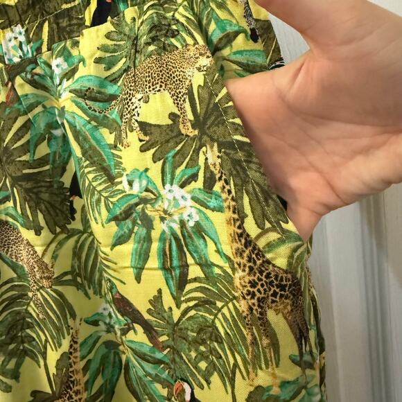 Jane + Delancey safari jungle animal palm print pull on trouser lounge pants Lg - Picture 6 of 9